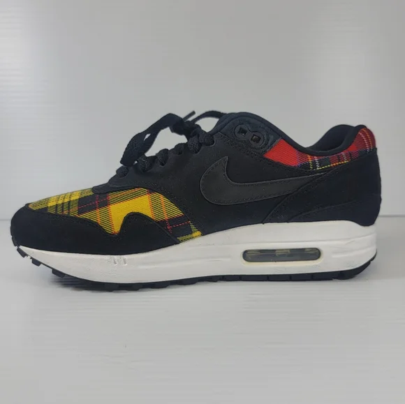 Nike Air Max 1 SE Tartan Women's Sneakers Size 8 Black Plaid Shoes Rare Used - Picture 4 of 11